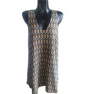 Bishop + Young Geometric Patterned Sleeveless Trapeze Dress L